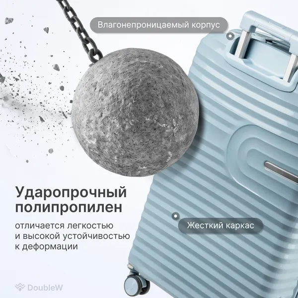 Изображение товара Чемодан на колесах DoubleW Tero (L, голубой)