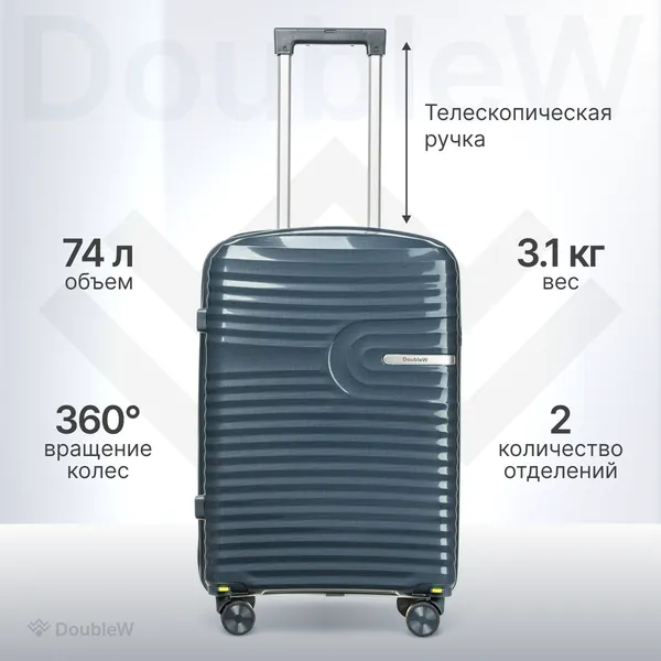 Изображение товара Чемодан на колесах DoubleW Tero (M, синий)