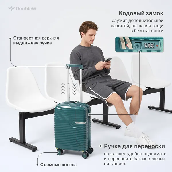 Изображение товара Чемодан на колесах DoubleW Tero (S, бирюзовый)
