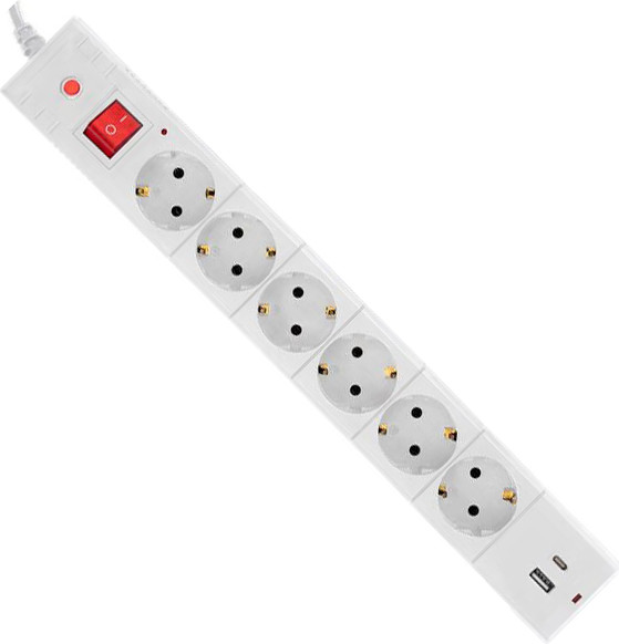 Изображение товара Сетевой фильтр Buro BU-SP1.8_USB_2A-W (1.8м, белый)
