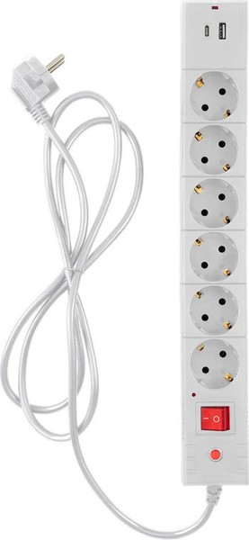 Изображение товара Сетевой фильтр Buro BU-SP1.8_USB_2A-W (1.8м, белый)