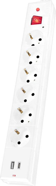 Изображение товара Сетевой фильтр Buro BU-SP1.8_USB_2A-W (1.8м, белый)