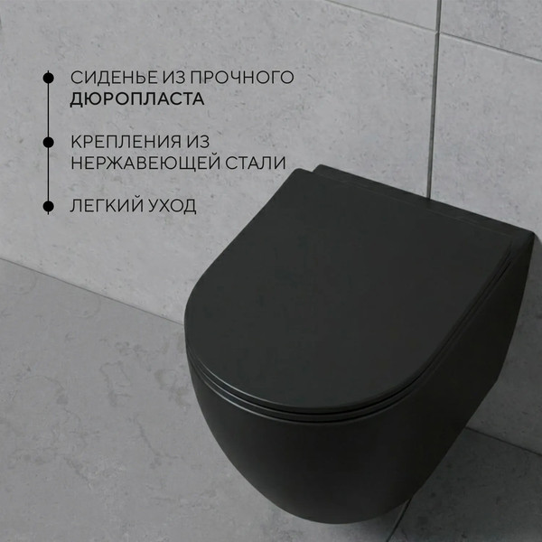 Изображение товара Унитаз подвесной с инсталляцией Lauter Augsburg 21109EC + EVO815N + Triton Pro Evo (черный матовый с кнопкой смыва черный, матовый)