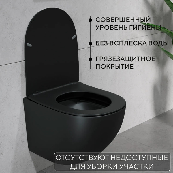 Изображение товара Унитаз подвесной с инсталляцией Lauter Sulzdorf + EVO815N + Pro Evo (черный с кнопкой смыва хром)