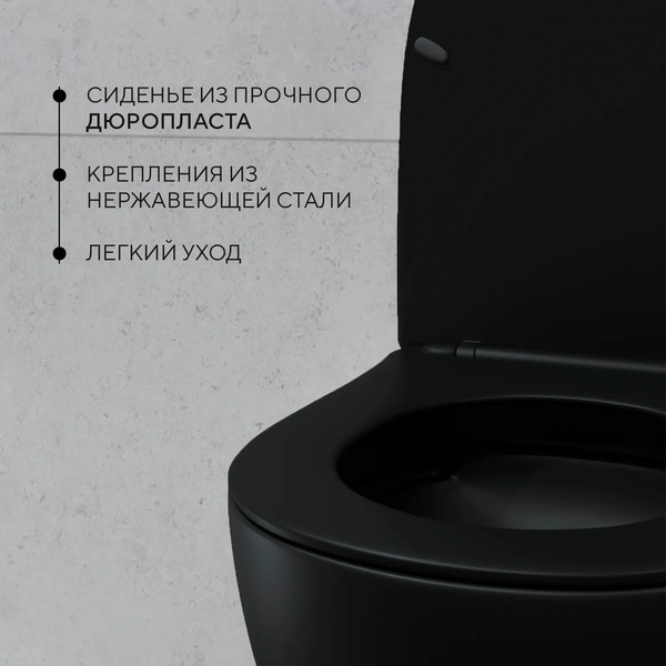 Изображение товара Унитаз подвесной с инсталляцией Lauter Sulzdorf + EVO815N + Pro Evo (черный с кнопкой смыва хром)