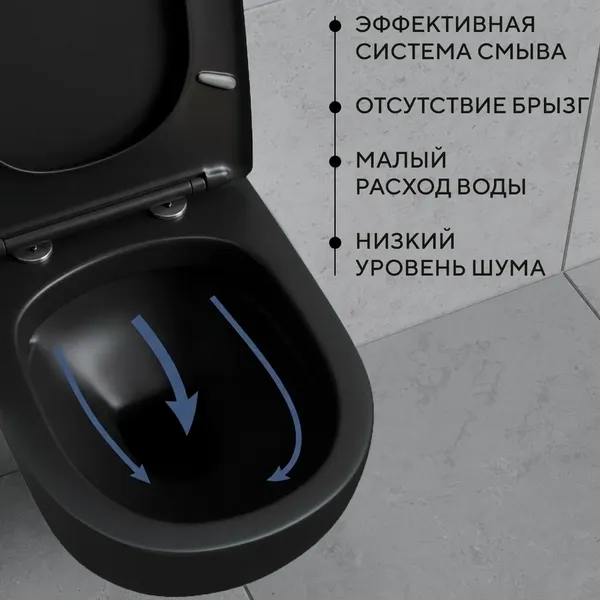 Изображение товара Унитаз подвесной с инсталляцией Lauter Sulzdorf + EVO815N + Pro Evo (черный с кнопкой смыва хром)