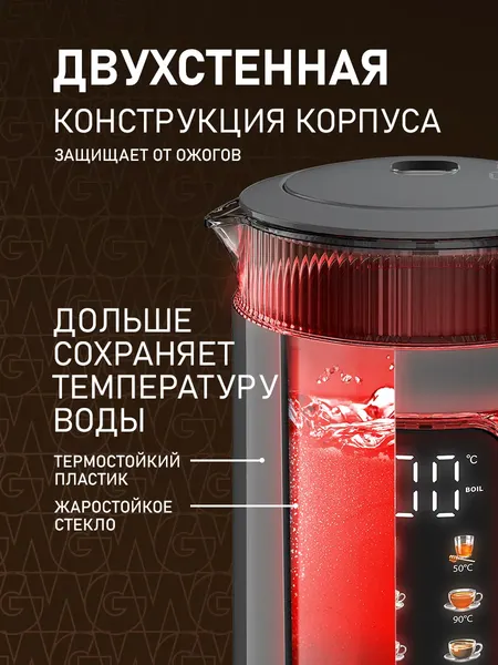 Изображение товара Электрочайник Weissgauff WK 1520 Dt Touch BodyCool