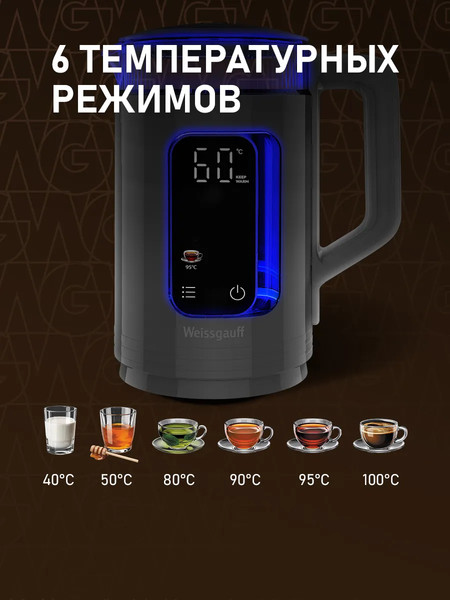 Изображение товара Электрочайник Weissgauff WK 1520 Dt Touch BodyCool