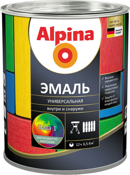 Эмаль Alpina Универсальная База 1 (800г, шелковисто-матовый) — фото 3