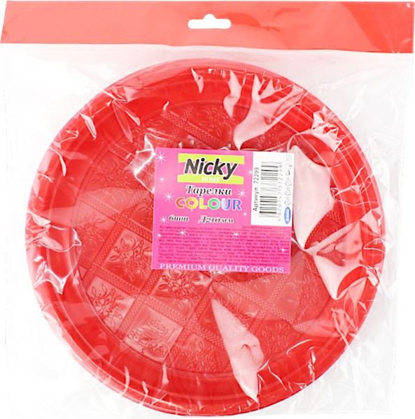 Изображение товара Набор одноразовых тарелок Антелла Nicky Home 72299 (6шт, красный)