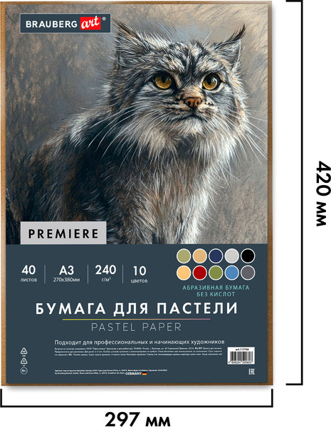 Изображение товара Набор бумаги для рисования Brauberg Art / 117768 (40л, 10цв)