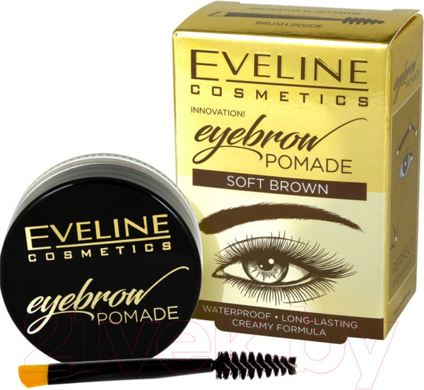 Изображение товара Помада для бровей Eveline Cosmetics Eyebrow Pomade тон Soft Brown (4г)