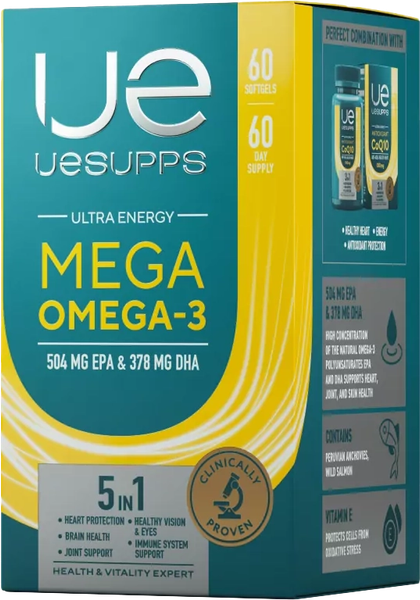 Изображение товара Жирные кислоты UESUPPS Ультра Энерджи Мега Омега-3 (60 капсул)