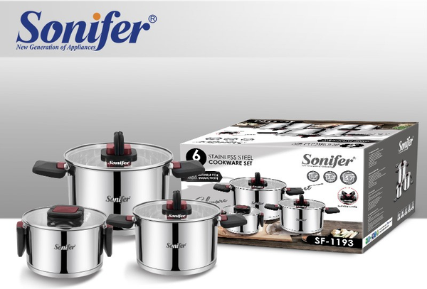 Изображение товара Набор кастрюль Sonifer SF-1193 (3шт, с крышками)