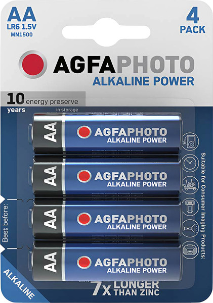 Комплект батареек Agfaphoto Alkaline Mignon AA LR6 BP4 (4шт) — фото 3