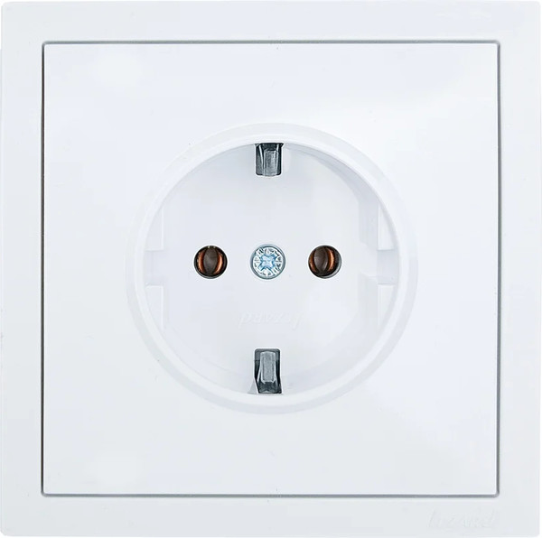 Изображение товара Розетка с рамкой Lezard Zima 704-0288-122BQC с заземлением + 704-0200-146 (белый/белый)