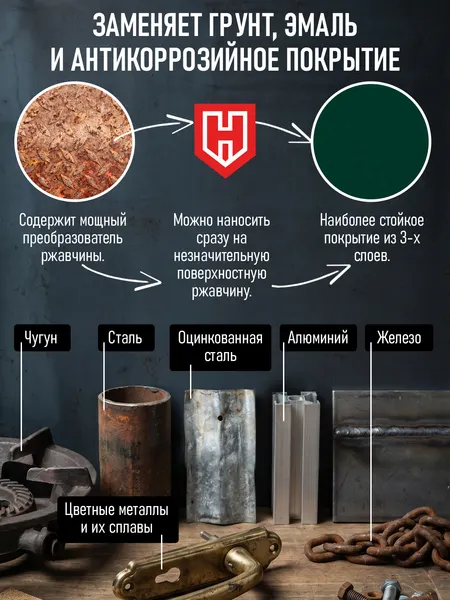 Изображение товара Грунт-эмаль SHIHRAN 3 в 1 полуглянец (10кг, темно-серый)