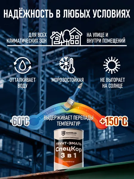 Изображение товара Грунт-эмаль SHIHRAN 3 в 1 полуглянец (10кг, темно-серый)