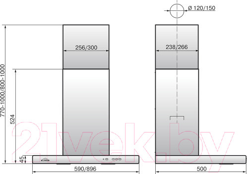 Изображение товара Вытяжка Т-образная Elikor Квадра 90П-650-К3Д / 943863 (антрацит)