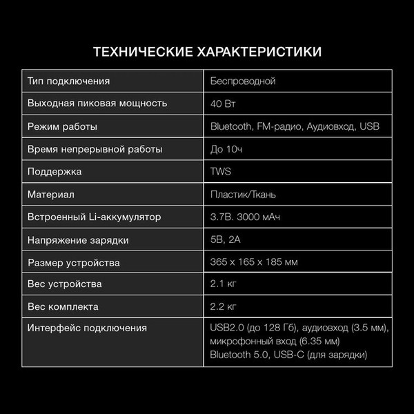 Изображение товара Портативная колонка Hyundai H-PS1025 (черный)