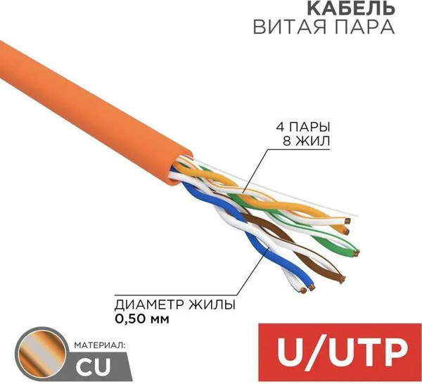 Изображение товара Кабель Rexant 01-0049 (305м, оранжевый)