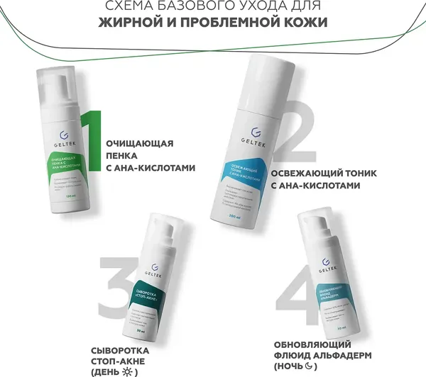 Изображение товара Пенка для умывания Geltek с AHA-кислотами (150мл)