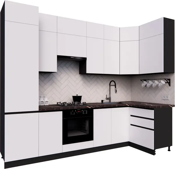 Изображение товара Кухонный гарнитур ВерсоМебель Эко-премиум 1.2х2.9 правая (белый фасадный/ст. тунис)