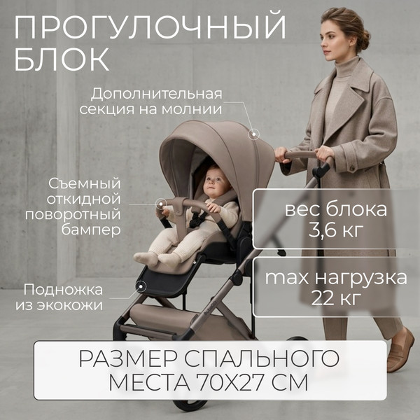 Изображение товара Детская универсальная коляска Bubago Viena 3 в 1 / BG 213-1 (бежевый)