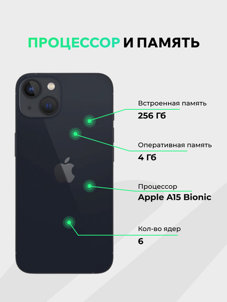 Изображение товара Смартфон восстановленный Apple iPhone 13 256GB ELNU грейд A (Midnight)