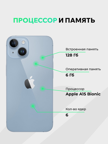 Изображение товара Смартфон восстановленный Apple iPhone 14 128GB ELNU Грейд A (синий)