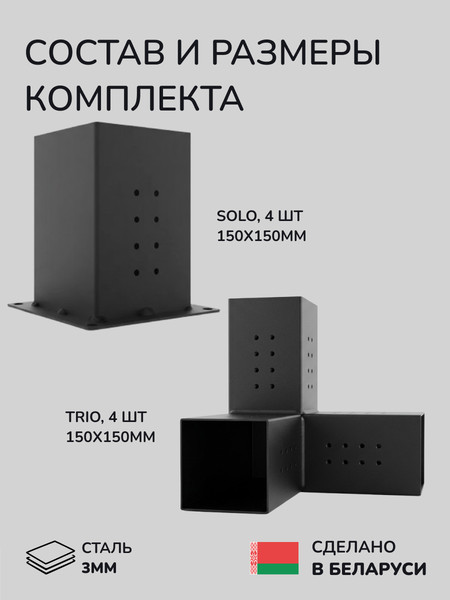 Изображение товара Комплект соединителей для бруса SCANDINAF Cube 150х150