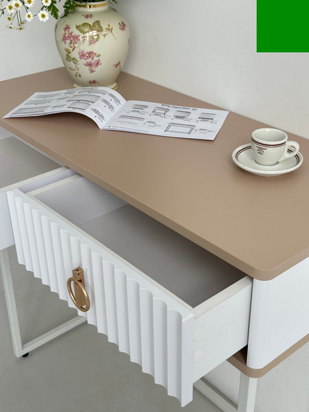 Изображение товара Туалетный столик Shtabe Royal 5111 эко (макиато/белый/р.золото)
