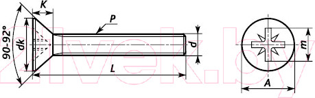 Изображение товара Винт ЕКТ Pozi 5x50 DIN965 / B008104 (20шт, нержавеющая сталь)