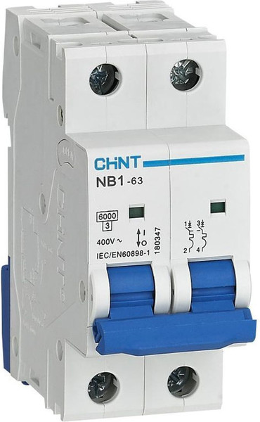Изображение товара Выключатель автоматический Chint NB1-63 2P 10A 6кА D (DB) (R) / 179670