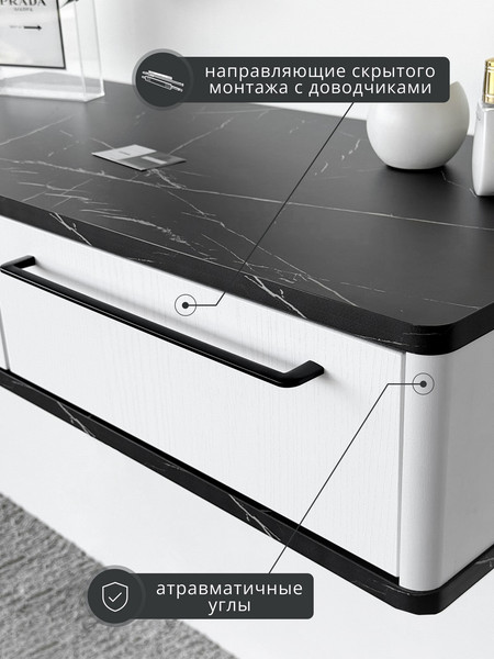 Изображение товара Туалетный столик Shtabe Royal 5210 эко (мрамор неро/р.черная)