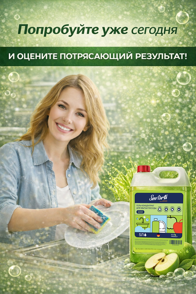 Изображение товара Средство для мытья посуды Smarti Сочное яблоко (5л)
