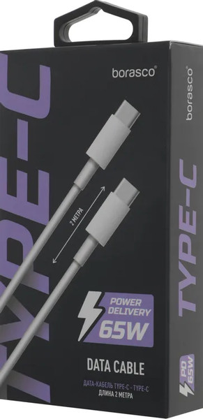 Изображение товара Кабель BoraSCO USB Type-C (m) - USB Type-C (m) / 52386 (2м, белый)