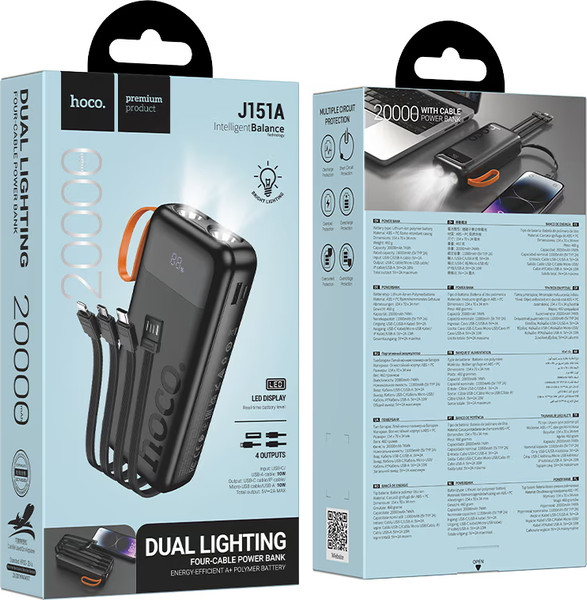 Изображение товара Портативное зарядное устройство Hoco Power Bank J151A Spirit 20000мAч (черный)