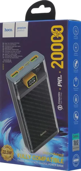 Изображение товара Портативное зарядное устройство Hoco Power Bank J103A 20000мAч (серый)