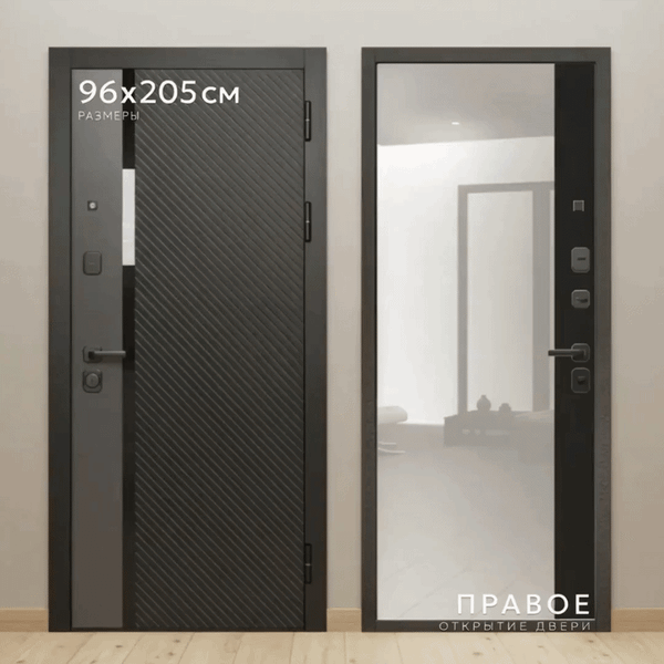 Изображение товара Входная дверь Guard МПП-23 96x205 правая (муар черный/эксимер черный/софт графит/эксимер черный)