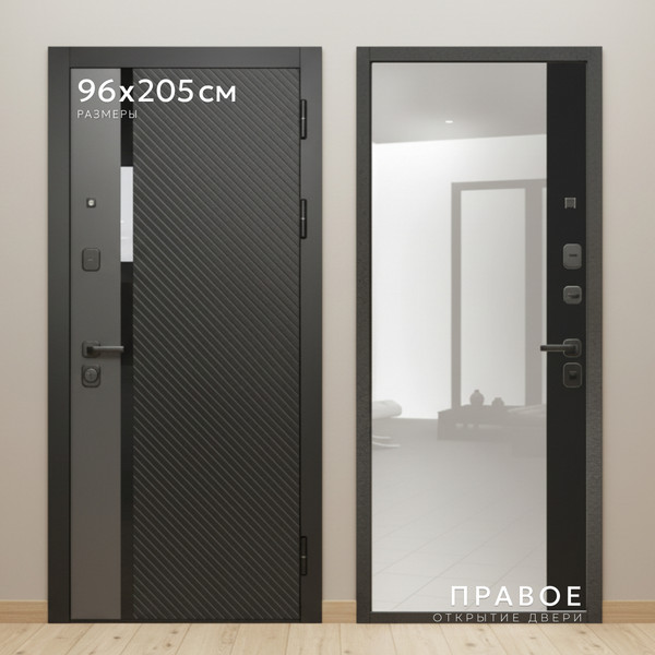 Изображение товара Входная дверь Guard МПП-23 96x205 правая (муар черный/эксимер черный/софт графит/эксимер черный)