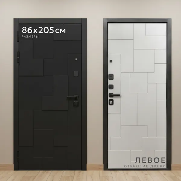 Изображение товара Входная дверь Guard МПП-26 86x205 левая (муар черный/эксимер черный/грей шагрень 1025)