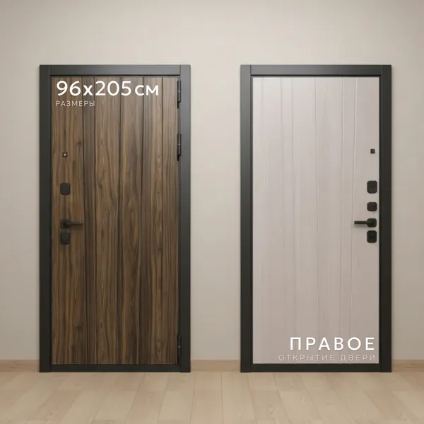 Изображение товара Входная дверь Guard МПП-29 96x205 правая (муар черный/орех каньон коньяк/астана эш уайт)