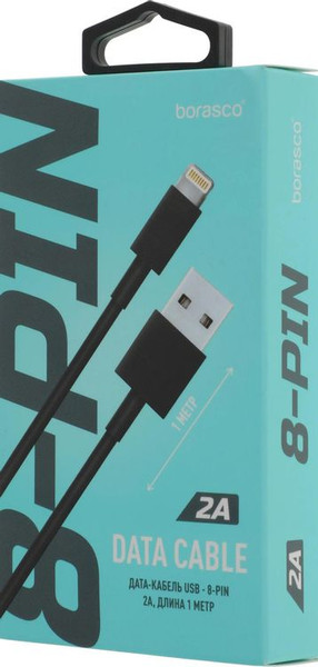 Изображение товара Кабель BoraSCO Lightning (m) - USB (m) / 21971 (1м, черный)