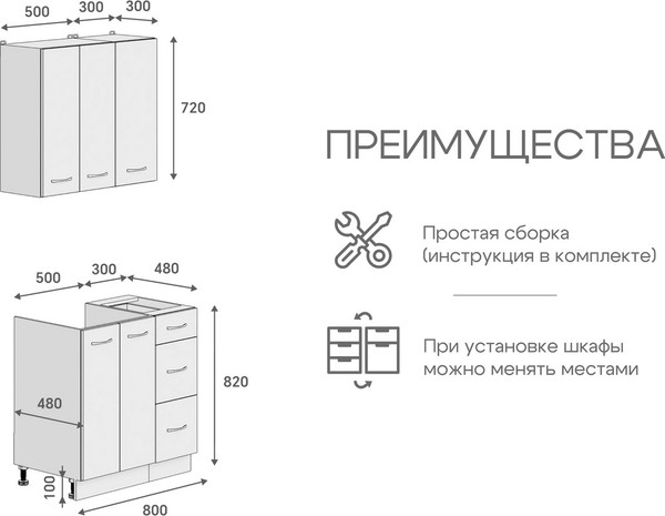 Изображение товара Кухонный гарнитур Кортекс-мебель Корнелия Лира 0.8 без столешницы (дуб сонома/венге)