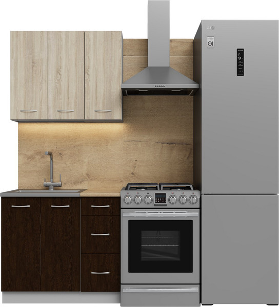 Изображение товара Кухонный гарнитур Кортекс-мебель Корнелия Лира 0.9  (дуб сонома/венге/дуб бунратти)