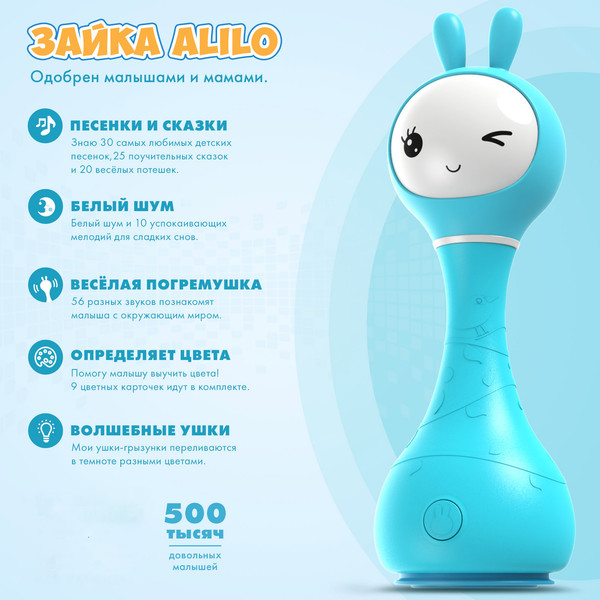 Изображение товара Интерактивная игрушка Alilo Умный зайка с ремешком-держателем (мятный)
