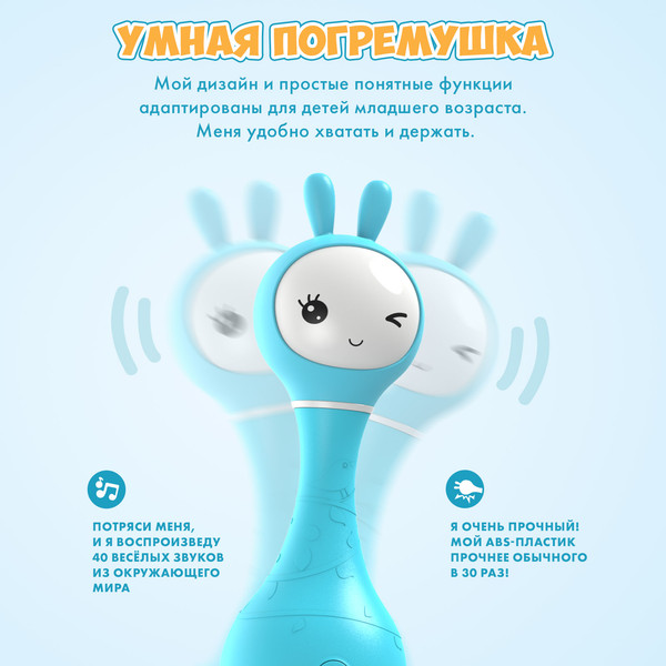 Изображение товара Интерактивная игрушка Alilo Умный зайка с ремешком-держателем (мятный)