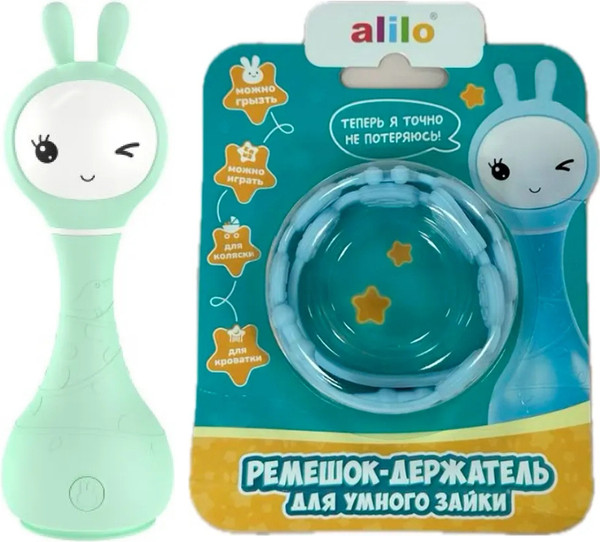 Изображение товара Интерактивная игрушка Alilo Умный зайка с ремешком-держателем (мятный)