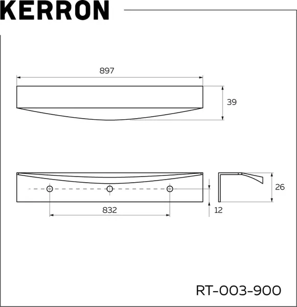 Изображение товара Ручка для мебели Kerron RT-003-900 BL (матовый черный)